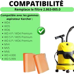 Filter voor Karcher WD4 WD5 WD6 MV4 MV5 MV6 Vervanging stoffilters 2.863-005.0 [Pack 2] — thumbnail 3