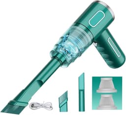 Draadloze Auto Stofzuiger - Kruimelzuiger Handheld - Auto Interieur Reinigen - Sterke Zuigkracht Nat Droog - 500 Gram Lichtgewicht - Groen — thumbnail 1