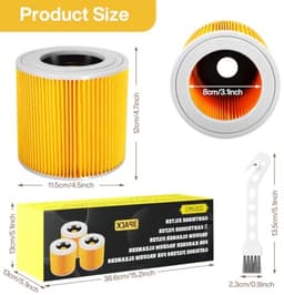 3 Patroonfilters Geschikt voor Kärcher Stofzuigers, Patroonfilter voor [WD3, WD2, WD1, MV3, MV2, A, K, KNT, NT, SE, VC] - Vervangt 6.414-552.0, 6.414-772.0 — thumbnail 3