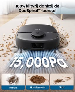 eufy Robotstofzuiger C28, HydroJet Zelfreinigende Dweil en Vervangingssets, 15.000 Pa Turbo Zuigkracht, 5-In-1 Robotstofzuiger & Dweil Voor Thuis, Anti-Klit Ontwerp, AI-Obstakelherkenning — thumbnail 2