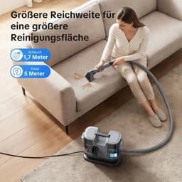 Tapijt Reiniger - Meubelreiniger - Vlekken Verwijderen - Krachtige Zuigkracht - 600 Watt - Grijs — thumbnail 3