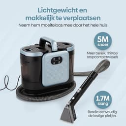 Verte Meubelreiniger - PRO Tapijtreiniger – Natstofzuiger voor Bekleding met Stoom – Stoomreiniger van 100 °C – Bankreiniger – Natstofzuiger voor Bekleding – Inclusief Reinigingsmiddel – 1650 W – Matrasreiniger — thumbnail 4