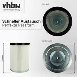 vhbw geplooid vervangingsfilter voor Kärcher 9.770-988.0, 6.907-038.0 stofzuigers - cartridgefilter wit — thumbnail 3