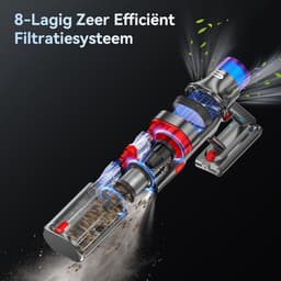 Draadloze Steelstofzuiger - Krachtige Stofzuiger - Huis Reinigen - 600W Motor 58KPa - 80 Min Werktijd - Rood — thumbnail 4