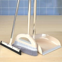 Stof- en borstelset - Stoffer en blik - Gemakkelijk schoonmaken - Met kamfilter - Lange steel - Meerkleurig — thumbnail 1