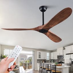 MIVRAY Plafondventilator – Stil 60 Inch – Omkeerbare DC Motor – ABS – Zwart en Donker Walnoot – Zonder Licht – Afstandsbediening en Timerfunctie — thumbnail 1