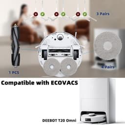 23 stuks reserveonderdelen geschikt voor Ecovacs DEEBOT T20 Omni stofzuigeraccessoireset, 1 hoofdborstel, 6 zijborstels, 3 HEPA-filters, 3 stofzakken, 8 zwarte doekjes, 1 reinigingsborstel, 1 poetsdoek — thumbnail 4