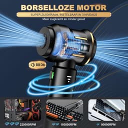 Draadloze Handstofzuiger - Mini Stofzuiger - Auto Interieur Reinigen - 4-in-1 Blazen Zuigen - 6000 mAh Batterij - Zwart — thumbnail 5