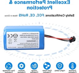 Krachtige 3400 mAh batterij voor diverse stofzuigers zoals Tikom, Yeedi en Conga, ideaal voor langdurig gebruik en optimale prestaties — thumbnail 3