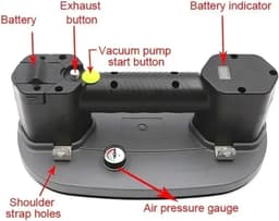 Elektrische zuignap - Vacuüm heffer - Materiaal tillen - 180KG draagvermogen - 2600mAh accu - Zwart — thumbnail 4