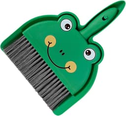 Bezem met Stoffer - Kleine Schoonmaakset - Bureau Schoonmaken - Compact Clipontwerp - 18 x 23 cm - Groen — thumbnail 1