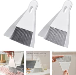 Stofblik en Bezem Set - Kleine Veegset - Keuken Schoonmaken - Ruimtebesparend Ontwerp - 18.5 x 13.4 cm - Grijs — thumbnail 3