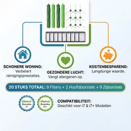 9x filter, 2x Hoofdborstel, 9x Zijborstel geschikt voor iRobot Roomba i7 en i7+ set — thumbnail 2