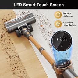 Draadloze Stofzuiger - Steelstofzuiger Oplaadbaar - Huishouden Schoonmaken - Intelligent Touchscreen - 45 Minuten Autonomie - Goudkleurig — thumbnail 4