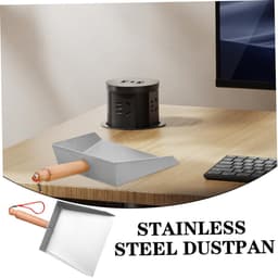 Stofblik met stoffer - Kleine veger - Bureau opruimen - Compact en lichtgewicht - 21 x 14 cm - Zilver — thumbnail 5