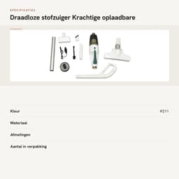 Dailygoods- Stofzuiger Draadloos - Krachtige Oplaadbare Steelstofzuiger - Draagbaar - Huisdierenhaar - Grote Stofcontainer - 30 Minuten Duurzame Bedrijfstijd - Draadloze Stofzuiger — thumbnail 5