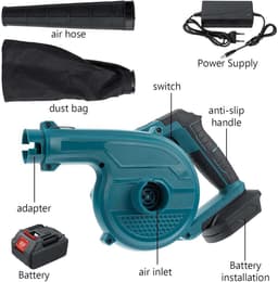 Elektrische Luchtblazer - Stofzuiger Krachtig - Werkplaats Schoonmaken - Draadloos Opvouwbaar - 2200W - Blauw — thumbnail 4