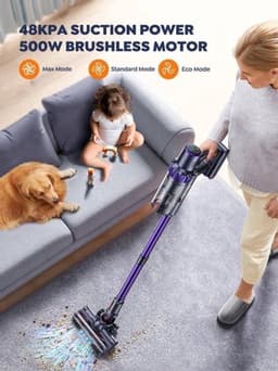 Steelstofzuiger - Vacuum Cleaner - Draadloze Stofzuiger- Kruimeldief Snoerloos - 500W - 48KPa - Handstofzuiger - 1.5L Stofreservoir - Automatische Zuigkracht Aanpassing - Ideaal voor Huisdierharen, Tapijt en Harde Vloeren — thumbnail 2