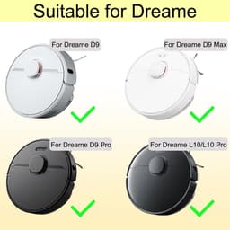 Replacement Parts gescht voor Dreame D9/L10 Pro/D9 Max/D9 Pro/L10 Robot Vacuum Cleaners, Accessories Kit 1 Main Roller Brush, 2 HEPA Filters, 4 Side Brushes, 2 Mop Cloths Pads (9 Pack) — thumbnail 2