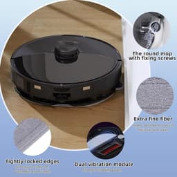 S8 MaxV Ultra wisserdoeken gescht voor Roborock S8 MaxV Ultra robotstofzuiger, vervangende dweilmop microvezel, zacht, wasbaar en herbruikbaar, 4 dubbele geluidstrillingsmodules, dweilpad en 4 ronde — thumbnail 3