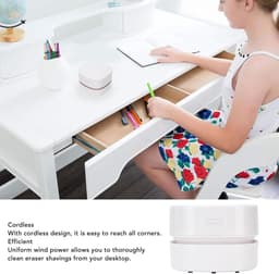 Desktop Stofzuiger - Mini Stofzuiger Tafel - Bureau Schoonmaken - Efficiënte Zuigkracht - 8 cm - Wit — thumbnail 4