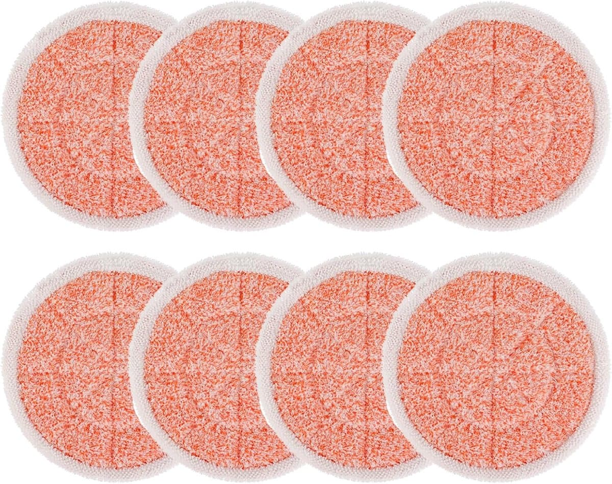 Geschikt voor Vervangende pads voor stoomreinigers, compatibel met Shark S6002UK stoomreiniger, microvezelpads voor het reinigen van hardhouten vloeren, ronde pad (verpakking van 8) — afbeelding 1