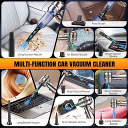 Mini Auto Stofzuiger - Handstofzuiger Draadloos - Auto Interieur Reinigen - 22000PA Zuigkracht - 100 Centiliter - Zilver Goud — thumbnail 2