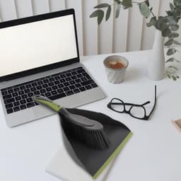 Mini Bezem Vuilblik - Schoonmaakset - Bureau Schoonmaken - Met Ophanggat - 32.5 cm - Zwart — thumbnail 3