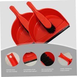 Stofblik en Borstel - Veegset - Snel Opruimen - Rubberen Lip Ontwerp - 2 Sets - Rood — thumbnail 3