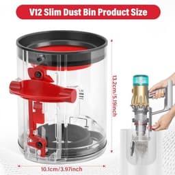 Stofzuigercontainer reserveonderdeel voor Dyson V12 Detect Slim - Stofverzamelpan reservoir accessoires voor Dyson V10 Digital Slim - Stofbusje onderdeel nr. 965272 - PromoHome — thumbnail 1