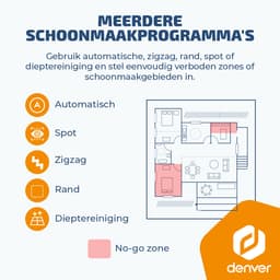 Denver Robotstofzuiger met Laadstation - Smartphone TUYA App - Amazon Alexa compatible - LiDAR mapping - Zijborstel - Borstelloze motor - Geschikt voor Huisdierharen - RVC135 — thumbnail 5