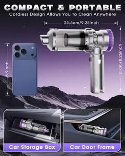 Draadloze Handheld Auto Stofzuiger - Zwart - Mini Draagbaar en Lichtgewicht - Voor Auto en Thuis — thumbnail 5