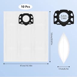 Stofzuigerzakken voor natte en droge stofzuiger - 10 stuks - geschikt voor Kärcher WD4 WD5 WD6 - Vervangende zakken voor WD 4.000 tot WD 5.999 SW 5.100 SE 6.100 - 2.863-006.0 — thumbnail 4