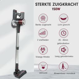 AG4300 Steelstofzuiger Draadloos - Platinum Grey - Stofzuiger Zonder Zak - Geschikt voor Dierenharen- Extreem Krachtig 200W - Kruimeldief- Laag Geluid -Draadloze Stofzuigers - Steelstofzuigers - Kruimelzuiger - Compact & Licht — thumbnail 3