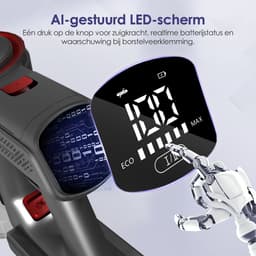 Elekiatech Steelstofzuiger - 48000 Pa - 2200 mAh Accu - Touchscreen en anti - klit borstel - Steelstofzuiger Draadloos - Batterijduur tot 50 minuten - 1,5 L Stofbak - Geschikt voor tapijt, harde vloeren en dierenhaar - Paars — thumbnail 5