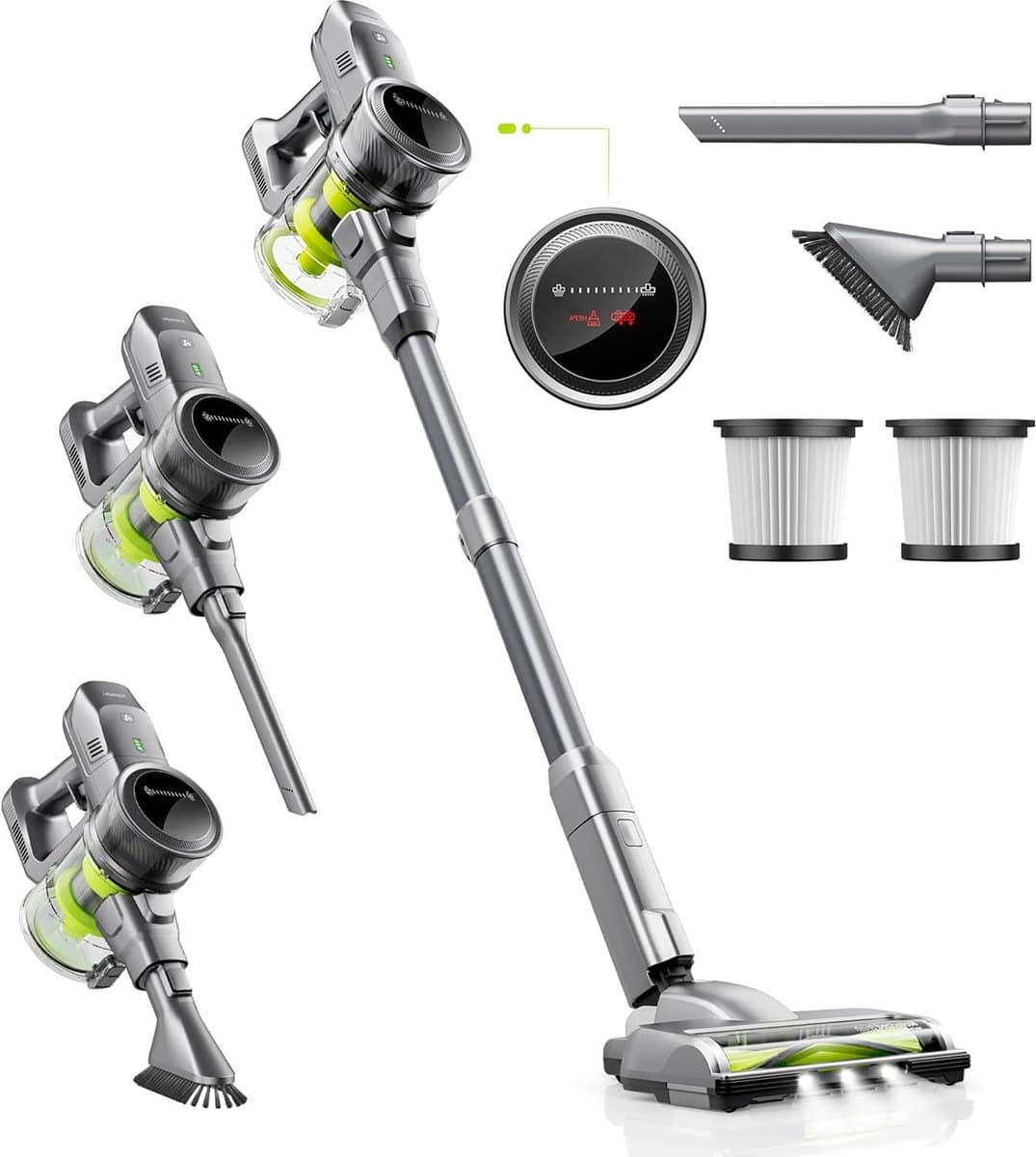 26Kpa Draadloze Steelstofzuiger met Borstelloze Motor - 40Min Afneembare Batterij - LED Display - 6 in 1 Lichtgewicht Stofzuiger voor Huisdierhaar - Tapijt Auto Vloer — afbeelding 1