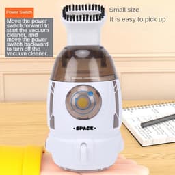 Mini Bureaustofzuiger - Kleine Stofzuiger Tafel - Bureau Schoonmaken - Krachtige Zuigkracht 600 Pa - 55 ml - Grijs — thumbnail 4