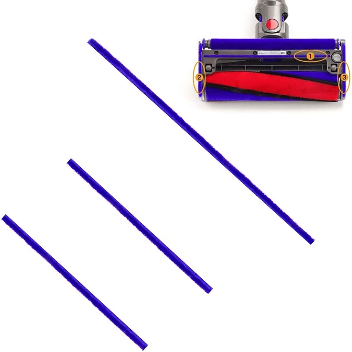 Store_7 - Pluche strips - Zachte rolkop - Hoogwaardig materiaal - Geschikt voor Dyson V7 V8 V10 V11 - 3 stuks voor optimale stofzuigervaring — afbeelding 1