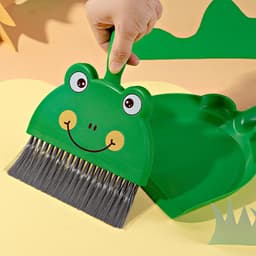 Bezem met Stoffer - Kleine Schoonmaakset - Bureau Schoonmaken - Compact Clipontwerp - 18 x 23 cm - Groen — thumbnail 3
