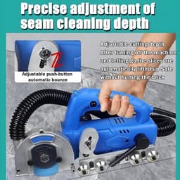 Elektrische voegenreiniger - Voegenslijper Tegelreiniger - Tegelvoegen Schoonmaken - Automatisch Stofzuigen - 1200W - Blauw — thumbnail 3