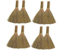 Keukenreiniging Bezem - Handveger Stoffer - Kleine Tafels Schoonmaken - Natuurlijk Miscanthus Materiaal - 8 Stuks - Zoals Afgebeeld