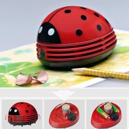 Mini Stofzuiger - Desktop Veegmachine - Bureau Schoonmaken - Liefheersbeestje Design - 11 x 9 x 7 cm - Rood — thumbnail 2