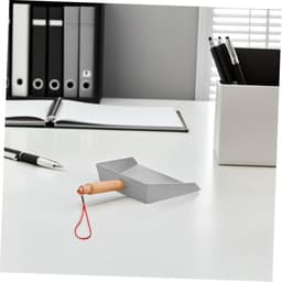 Stofblik met stoffer - Kleine veger - Bureau opruimen - Compact en lichtgewicht - 21 x 14 cm - Zilver — thumbnail 4