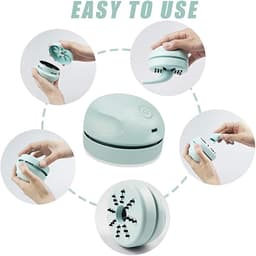 Tafelstofzuiger - 8 x 8 x 5,5 cm, apparaat met hoge zuigkracht, 500 mAh batterij | Klein, ergonomisch, muisvormig stofreservoir voor het verwijderen van gumresten, papiersnippers en toetsenbordresten. — thumbnail 2