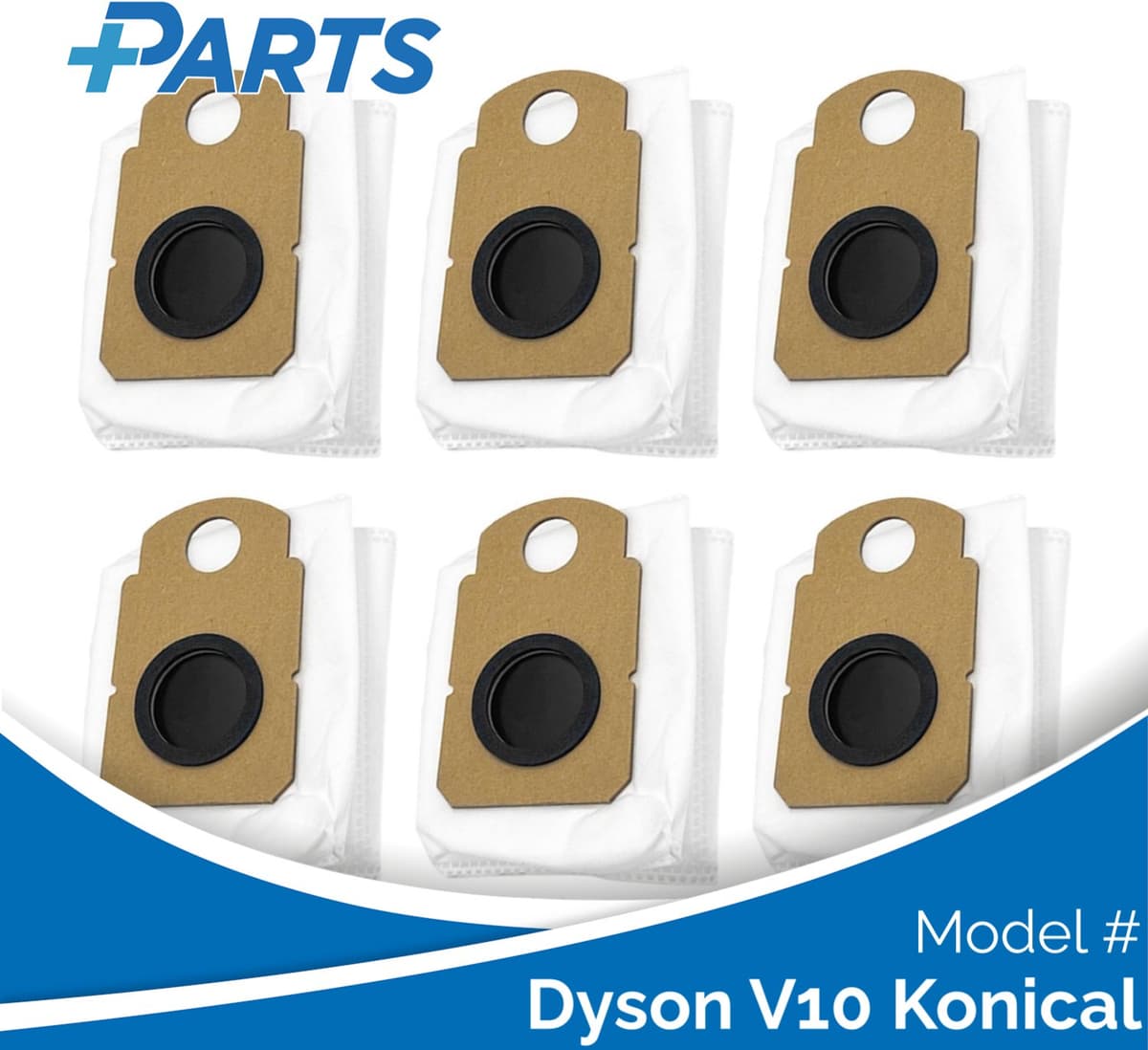 Dyson V10 Konical Stofzakken (6 Stuks, Plus.Parts® alternatief voor 975738-01) — afbeelding 1