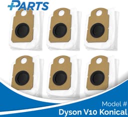 Dyson V10 Konical Stofzakken (6 Stuks, Plus.Parts® alternatief voor 975738-01) — thumbnail 1