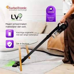 TurboTronic TT-LV9 – Draadloze Steelstofzuiger met Kruimeldief – LED-verlichting – Tot 32 Minuten Gebruikstijd - Zwart — thumbnail 3