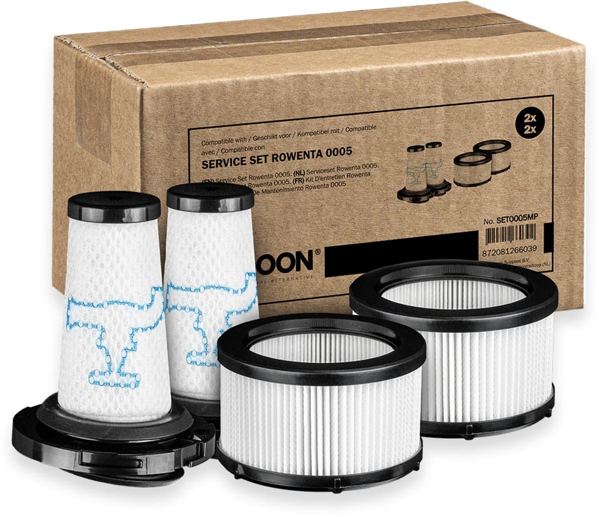 SQOON® Filterset geschikt voor Rowenta X-Force Flex 9.60 Series - Gelijk aan model: ZR009010 & ZR009012 - Vervangt pre- en post-motorfilters - Voor optimale stofzuigerprestaties — afbeelding 1