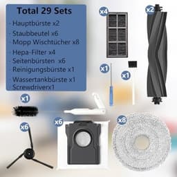 28 stuks accessoires voor de Dreame X40 Ultra/L40 Ultra /X40 Master/Mova P50 Pro Ultra robotstofzuiger,1 hoofdborstel, 4 HEPA-filters actieve koolfilter, 6 zijborstels — thumbnail 3