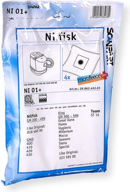 Scanpart stofzuigerzakken 4 stuks - Geschikt voor Nilfisk Elite Extreme GM300 GM400 GM500 King Power - Inclusief 1 filter - Alternatief — thumbnail 1